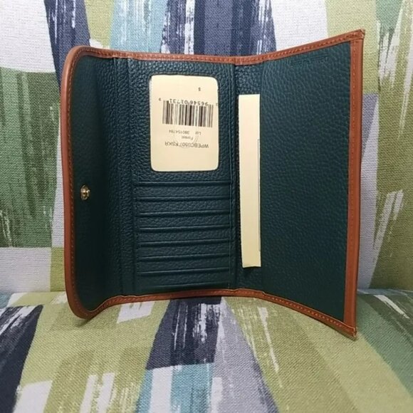 🎯DOONEY & BOURKE Pebbled Leather Continental Clutch Wallet Forest/Green Leather - Picture 7 of 9